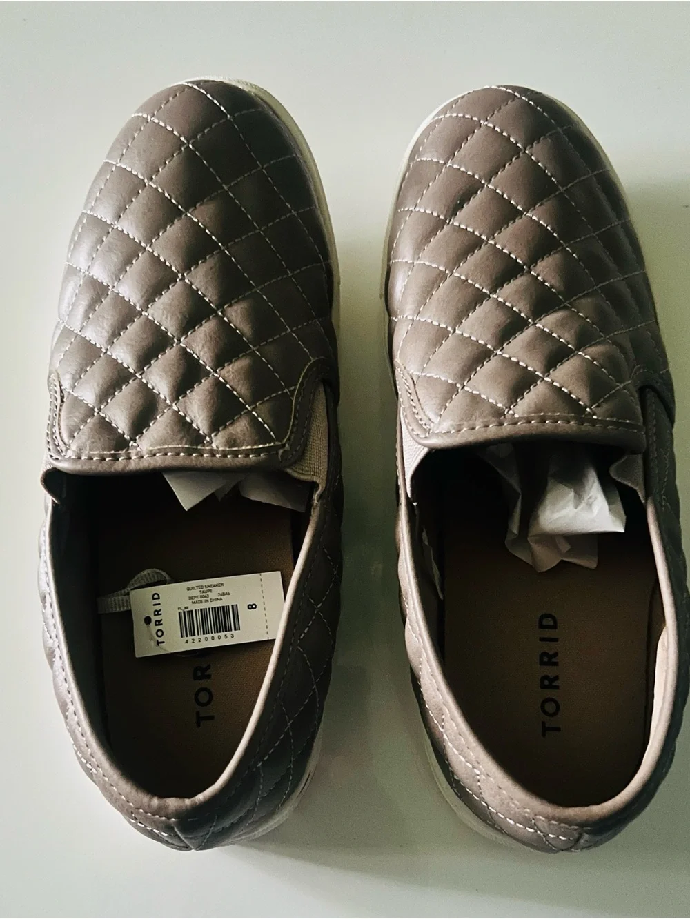 Torrid  Metallic Taupe Quilted Slip-On Loafers